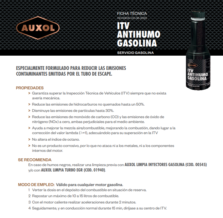 AUXOL - Antihumo ITV Gasolina - 200ML - Gallery Image