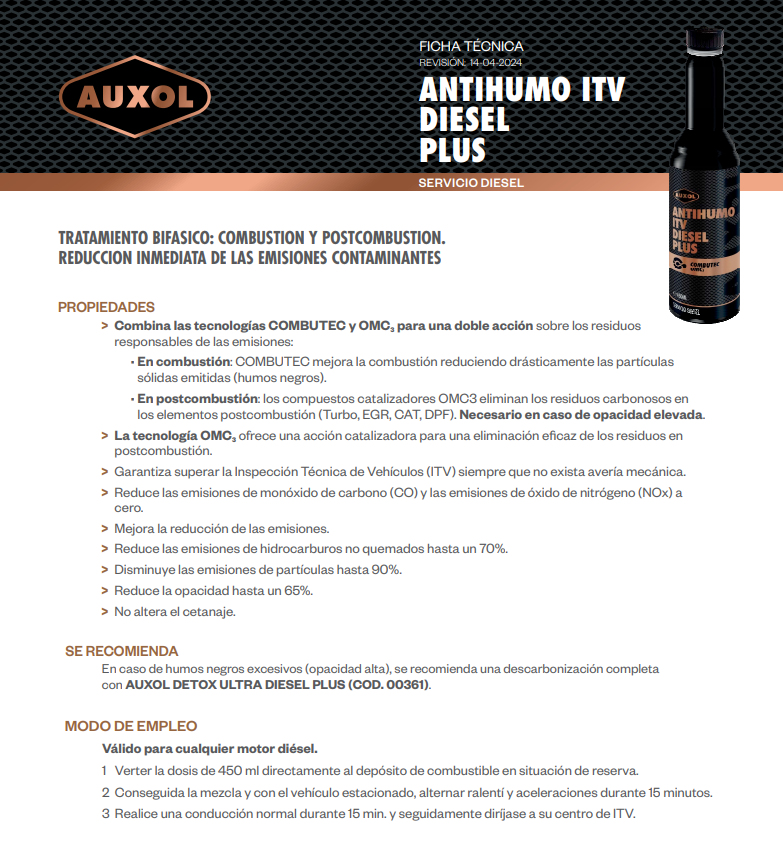 AUXOL - Antihumo ITV Diesel Plus - 450ML - Gallery Image