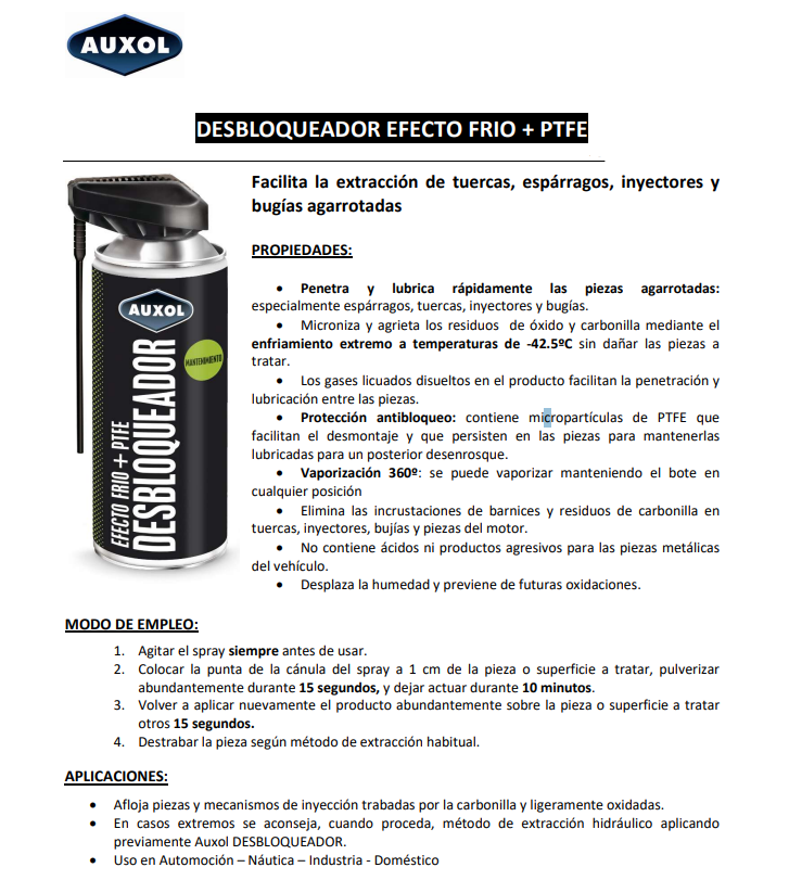 AUXOL - Desbloqueador Efecto Frío + PTFE - 400ML - Gallery Image
