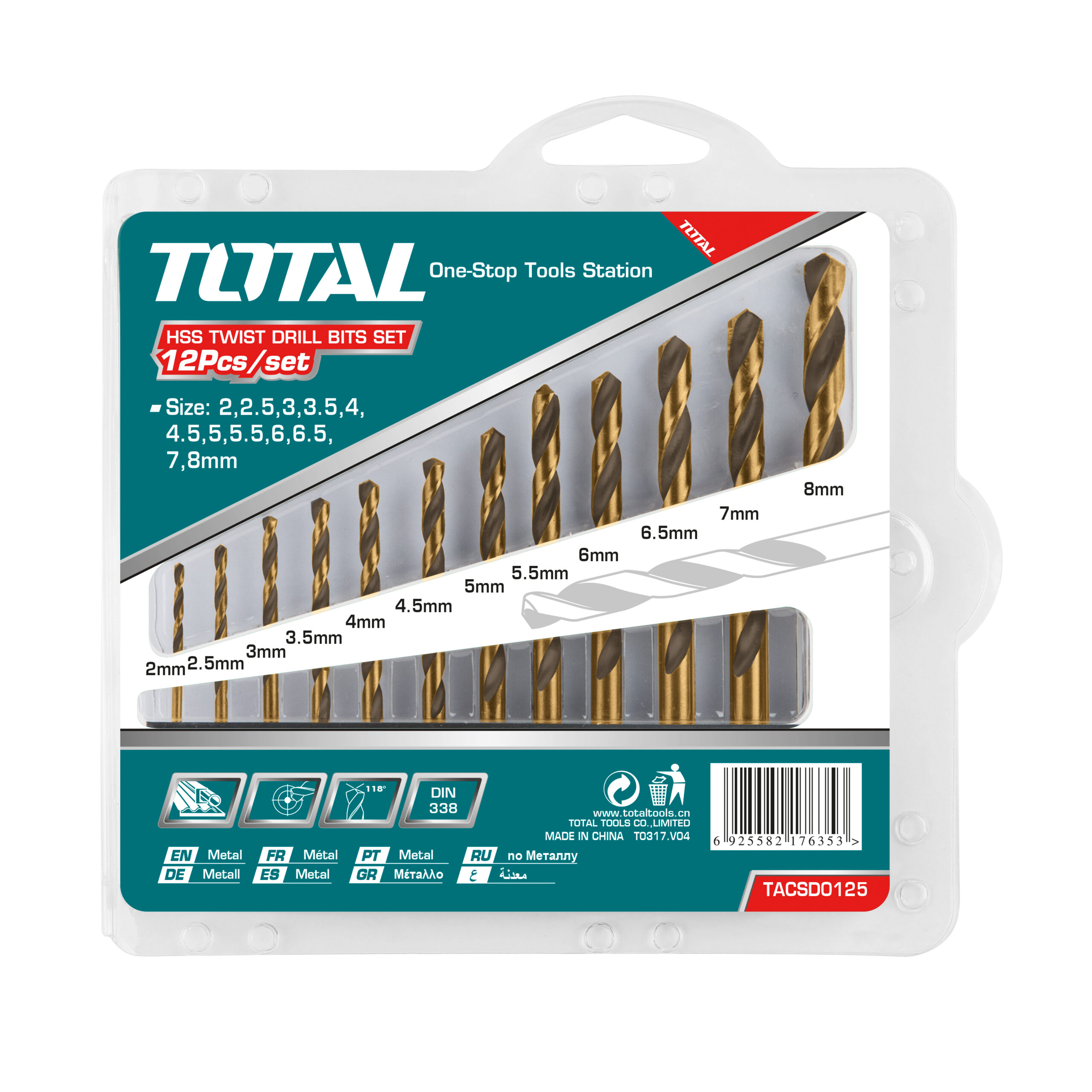 [TOTAL] - JUEGO 12 BROCAS HSS 2U TACSD0125 (D)