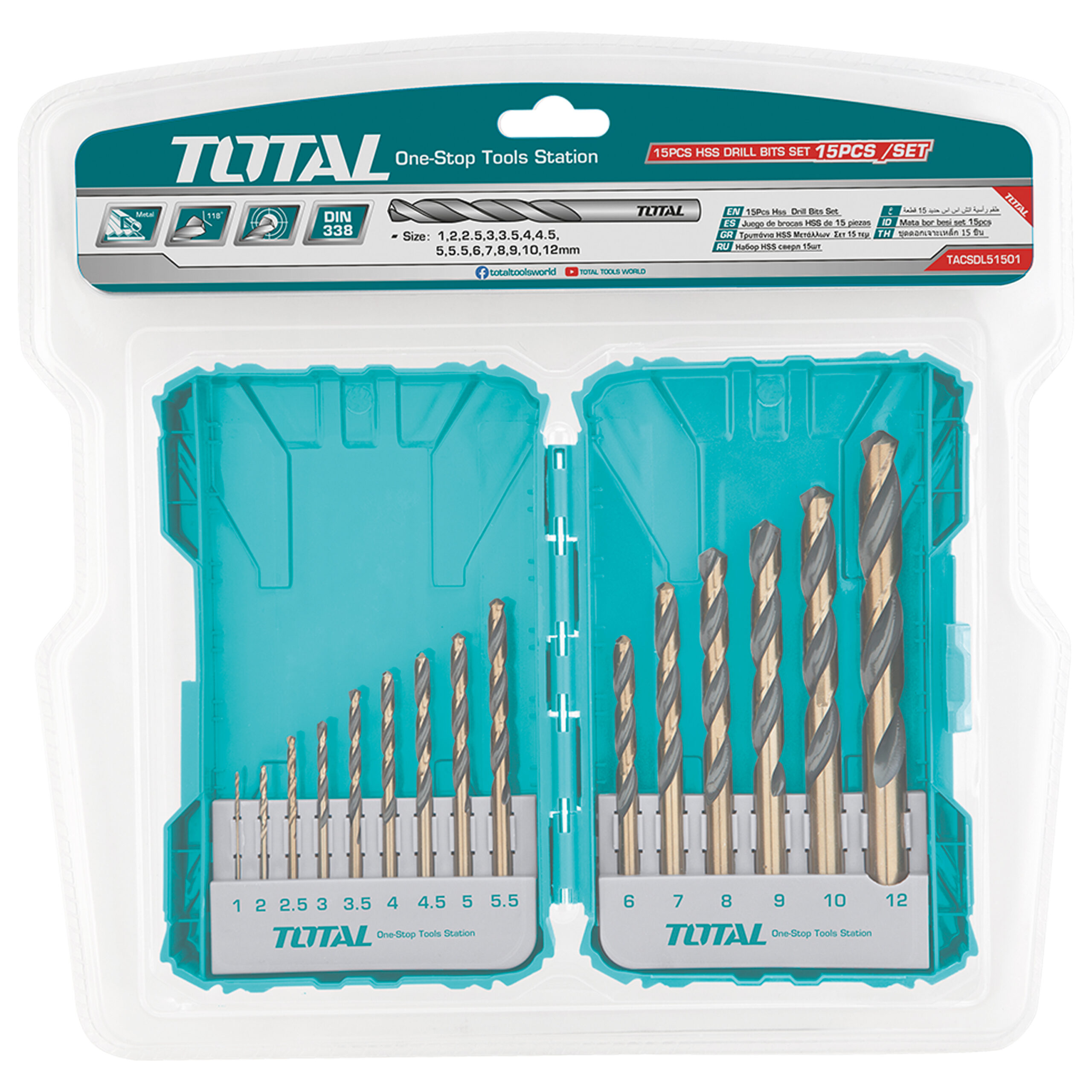[TOTAL] - JUEGO 15 BROCAS HSS 2U TACSDL51501 (D) - Gallery Image