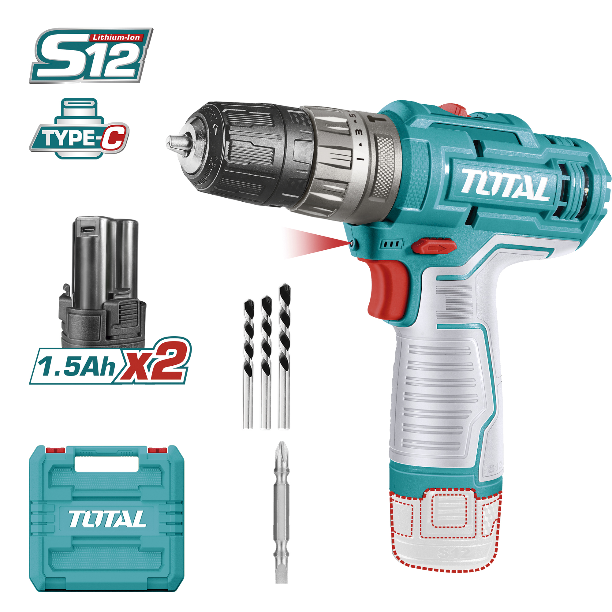 [TOTAL] - TALADRO COMBI C BAT 12V TIDLI12202 (S)*