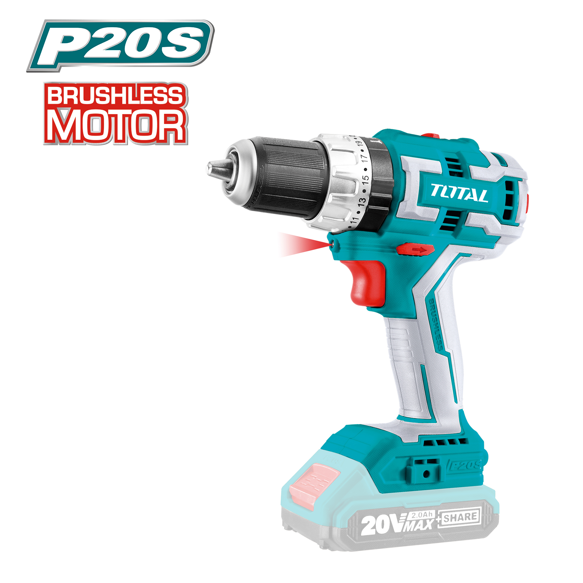 [TOTAL] - TALADRO PERCUTOR BL 20V TIDLI206081 (S)*
