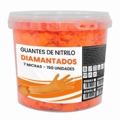 [MUNDOGUANTE] CUBO GUANTE DIAMANTADO NARANJA. 7 MICRAS. TALLA L (150 unidades)